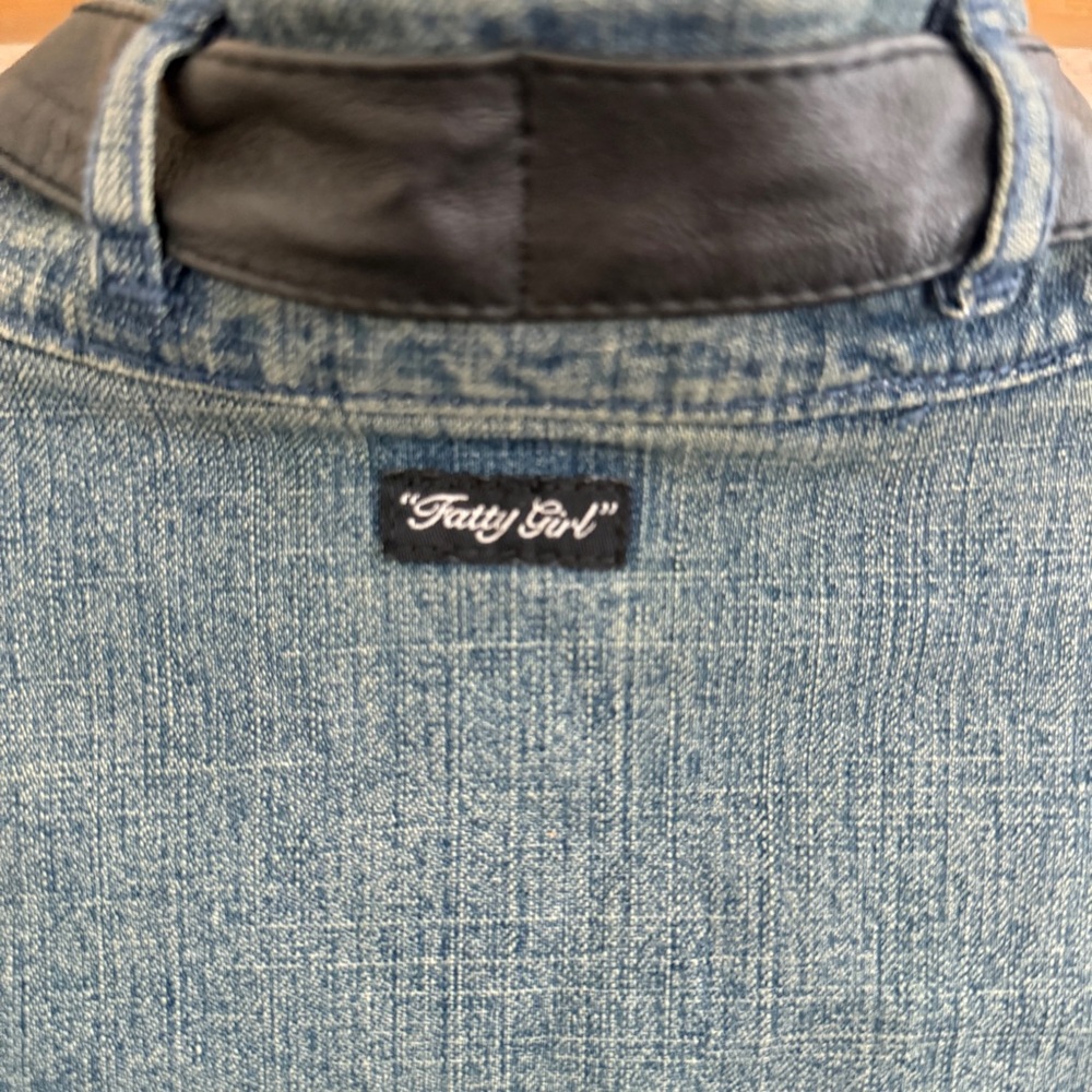 Vintage Y2K FUBU “fatty girl” denim leather belted coat steampunk grunge size XL - Picture 7 of 10